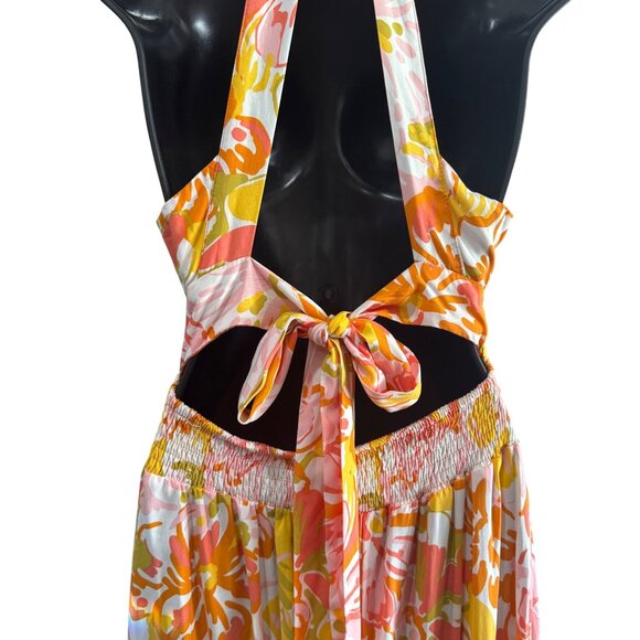 Abel The Label Floral Halter Maxi Dress L Open Back Anthropologie - Picture 4 of 8